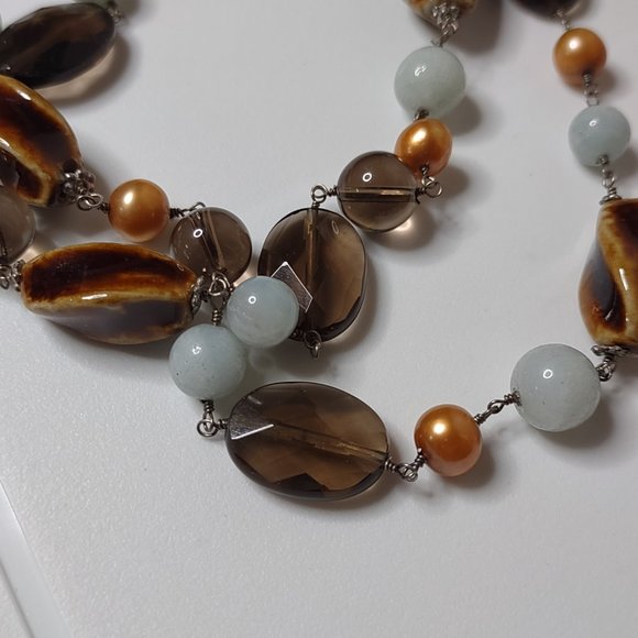 Multicolor Glass And Ceramic Bead Necklace - Picture 11 of 12